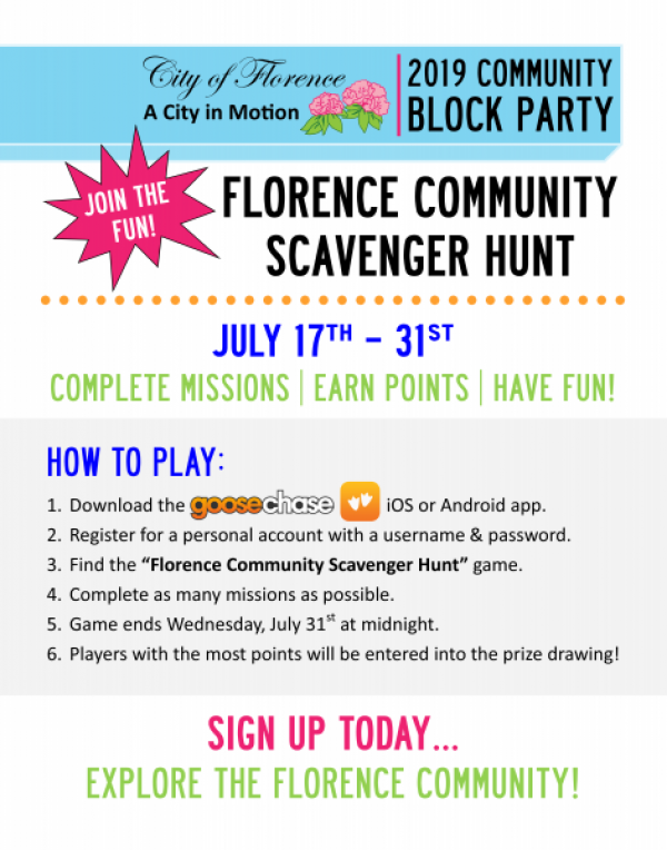 2019 Florence Community Scavenger Hunt City Of Florence Oregon